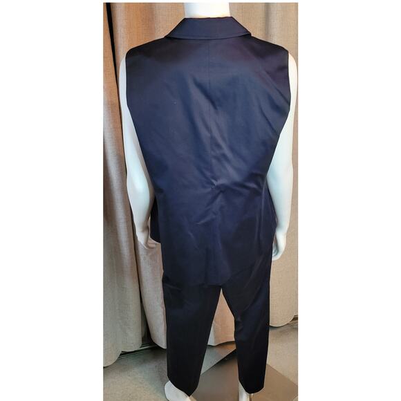 Talbots Woman Navy Sleeveless 2 Pc. Pant Suit 4 button Vest Stretch 12 W Pant 32 - Picture 6 of 11